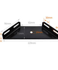 Built Tough Corner Brace Set 2 Pack Heavy Duty Bed Frame Brackets For Strong Joints And Frame Support Metal Gusset Plates With Trapezoid Flange Angles Black 230x92x71mm, dimensions shown.