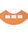 Top Shelf Router Template Kit For Dead Simple Cabinet Corner Cutting And Exact Switch Hole Marking Includes R15 R30 R100 R200 Radius Guides in orange.