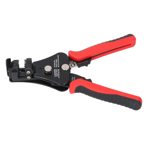 Heavy Duty Automatic Wire Stripper Cutter Crimping Tool 3 In 1 Adjustable For 10 To 22 Awg Electrical Wiring with red grips.
