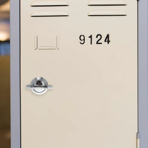 Keyless Cabinet Locks With Anti Theft Cam Latch Zinc Alloy Metal Drawer Lock Set installed on beige cabinet