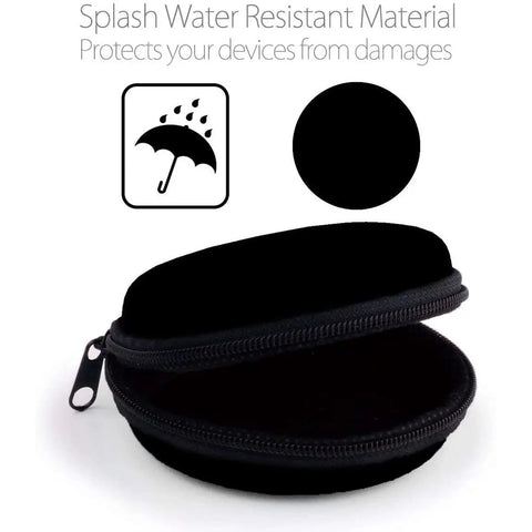 Hard Protective Earphone Case For Earbuds And Headphones Ultra Compact Carrying Pouch With Soft Microfiber Lining displayed open