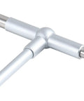 Close-up of satin-chrome telescoping gage cross with three rods, 5/16–6 in, 6-piece set