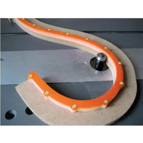 Bendable Routing Template For Smooth Sailing Arcs And Curved Woodworking 23 32 X 23 32 Inch Durable Plastic Router Jig on MDF.