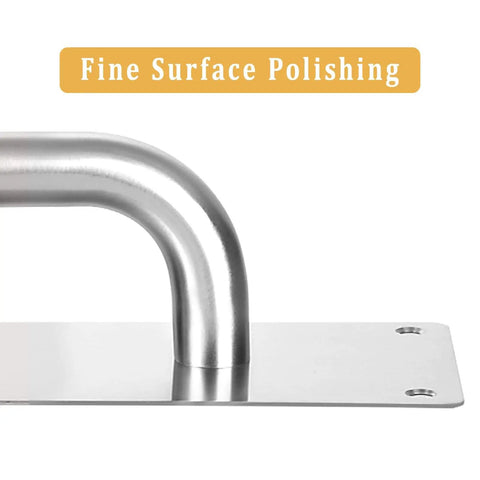 Stainless Steel Door Handle Set 2 Pack Pro Grade Heavy Duty Pull And Push Plate For Commercial Sliding Doors With Screws Aluminum Alloy Construction Rust Resistant Design For Long Lasting Performance, polished stainless steel handle plate close-up