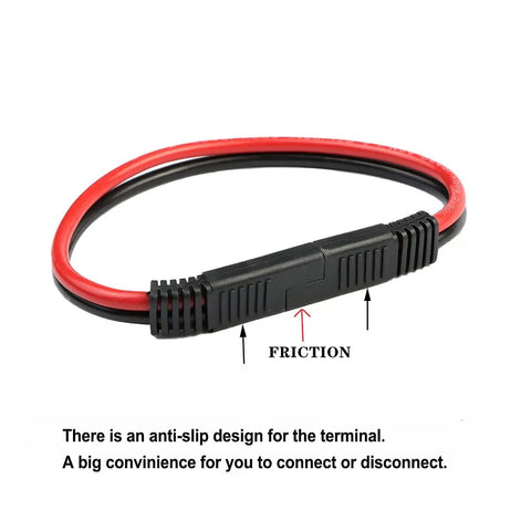 5 Pack 12 Gauge 2 Pin Quick Disconnect Polarized SAE Connector Wire Harness with anti-slip design, red and black leads