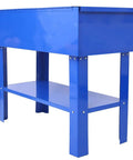 Knockout Clean Power Hella Tough 40 Gallon Parts Washer With 24 Gallon Solvent Capacity And 5.3 Gpm Flow Pump Heavy Duty Steel Build Auto Closing Lid Garage Ready in blue with a lower shelf.