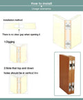 Installation guide for Zinc Alloy Hidden Hinge For Folding Doors, Concealed Cross Hidden Hinge Set; instructions and diagram shown.