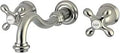 Vintage 2-Handle Wall Mount Bathroom Faucet in Brushed Nickel with Solid Brass Construction, 8-1/4 Inch Spout Reach