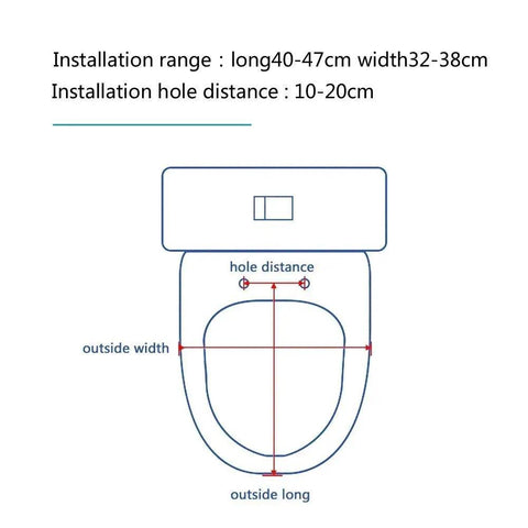 Slick Heavy Duty Resin Toilet Seat Cover With Soft Close Hinge And Thickened Platform For Universal Bathroom Fit dimensions diagram.