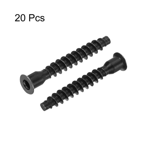 Heavy Duty Hex Socket Countersunk Head Self Tapping Screws Set Black Carbon Steel for Quick Furniture Assembly, 20 Pcs