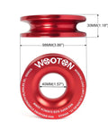 Beefy Winch Snatch Recovery Ring 66000 Lb Aluminum Pulley For Soft Shackle Compatibility Fits Quarter Inch Three Eighths Inch Three Sixteenths Inch Soft Shackles One Half Inch Seven Sixteenths Inch Ropes Off Road Vehicle Recovery red aluminum 98mm x 30mm recovery ring