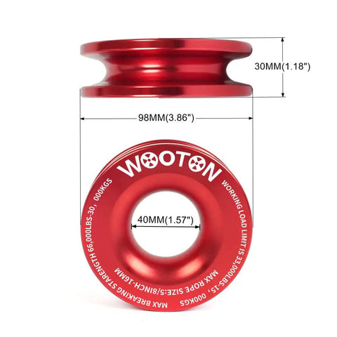 Beefy Winch Snatch Recovery Ring 66000 Lb Aluminum Pulley For Soft Shackle Compatibility Fits Quarter Inch Three Eighths Inch Three Sixteenths Inch Soft Shackles One Half Inch Seven Sixteenths Inch Ropes Off Road Vehicle Recovery red aluminum 98mm x 30mm recovery ring