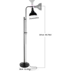 Industrial Floor Lamp For Living Rooms And Bedrooms, Rustic Farmhouse Standing Reading Lamp With Adjustable Metal Heads, Indoor Task Lighting For Home Office Deco In Black Finish, black metal standing lamp with adjustable height and swivel head