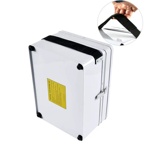 Fireproof LiPo Battery Charging Safe Box M Size Lightweight Four Pound Design For Drones FPV And RC Hobbyists with strap detail
