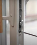 Multi-Point Mortise Lock With Face Plate For Sliding Patio Glass Doors 11-3/4 Inches being installed on door frame.
