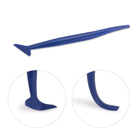 Vinyl Wrap Tool Kit For Car Wrapping And Window Tinting With 4 Inch Felt Squeegee showing curved blue mini go corner squeegee