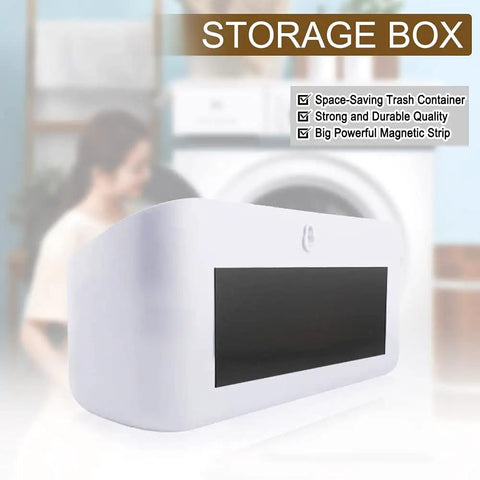 Must Have Magnetic Laundry Storage Lint Holder Bin For Laundry Room Large 9.3 Liter Capacity Space Saving Trash Container in white