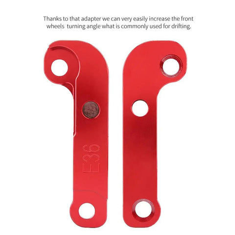 Red Drift Lock Adapter For E36 Steering Angle Upgrade, Twenty-Five Percent More Turning, CNC Milled Aircraft Grade Alloy