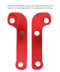 Drift Lock Adapter For E36 Steering Angle Boost Twenty Five Percent More Turning Angle CNC Milled Aluminum With Mounting Hardware Aircraft Grade Durability For Sharper Turns And Tight Drifts - red adapters top view