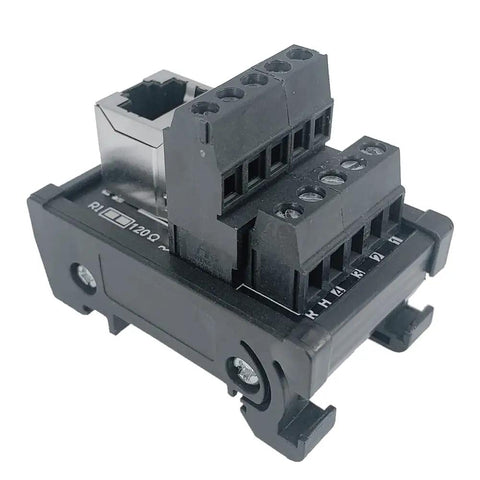 RJ45 8P8C DIN Rail Mount Breakout Board With Screw Terminals One Way Vertical Jack Ethernet Connector Featuring 120 Ohm Resistor