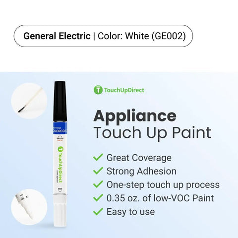 White Appliance Touch Up Paint Kit With Dual Pen And Brush Applicators For Home Repair, Easy ColorMatched Scratch And Chip Repair For Refrigerators, Ovens, Dishwashers And More, Two In One Tool For Quick Fixes, front view