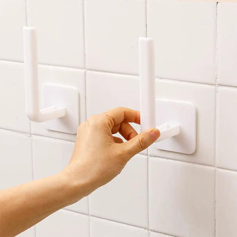 Damage Free Self Adhesive Hooks For Hats And Gear, Fly Portable Closet Door Hanger setup on wall, easy installation.