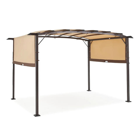 Retractable Canopy Steel Pergola 9 By 12 Feet For Patio Backyard Garden With Sun Shade Weatherproof Gazebo Frame