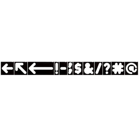 Badass Custom Wood Sign Router Template Kit Featuring Dope Arrow And Symbol Stencils For Trail Mailbox Door Wall Art With One Point Five Inch And Two Point Five Inch Jig Accessories Twenty Six Piece Bundles showing arrow and symbol stencils.