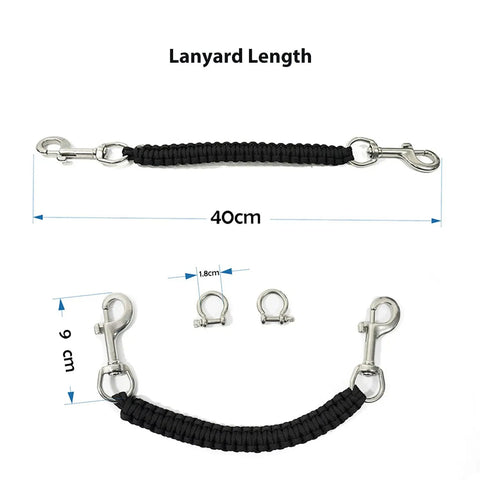 Underwater Camera Housing Carry Lanyard With Military Grade Parachute Rope 7 Strand 300 Lb Test 316 Stainless Steel Swivel Eye Bolt Snap