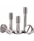 Tough Stainless Steel M8 X 20mm Captive Panel Screws With Slotted Truss Head Hex Nuts And Plain Washers Assemblies, pack of 5 fasteners.