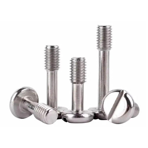 Tough Stainless Steel M8 X 20mm Captive Panel Screws With Slotted Truss Head Hex Nuts And Plain Washers Assemblies, pack of 5 fasteners.