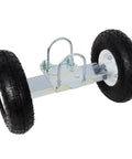 10 Inch Pneumatic Gate Wheels Caster Set with Q235 steel build and dual casters for smooth rolling on two to three inch tubes.