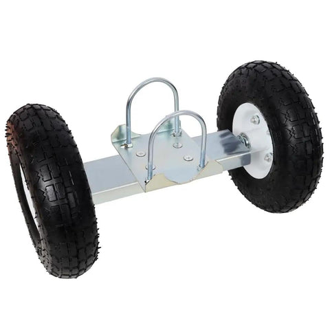 10 Inch Pneumatic Gate Wheels Caster Set with Q235 steel build and dual casters for smooth rolling on two to three inch tubes.