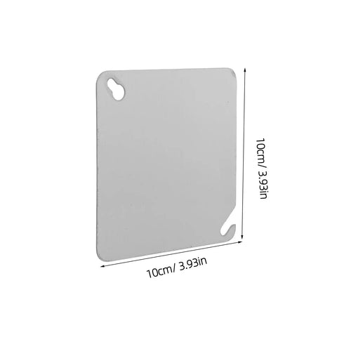 4 Pack Square Electrical Box Cover Plates For Blank Control Panels Or Junction Boxes shown with dimensions 10cm by 10cm