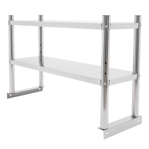 Heavy Duty Two Tier Stainless Steel Storage Rack And Adjustable Standing Shelf Unit Built Tough No Sweat Organization For Kitchen Restaurant Or Store Display Use Sleek Metal Frame