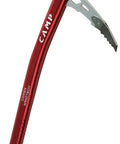 Corsa Nanotech 50 Cm Curved Shaft Ice Axe With Sandvik Nanoflex Tips For Glacier Tours And Winter Alpinism, red axe profile view