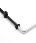 Toughest M6 X 100MM Black Allen Bunk Bed Bolts With Barrel Nuts And Hex Wrench tool, featuring a black handle and silver hexagonal end.