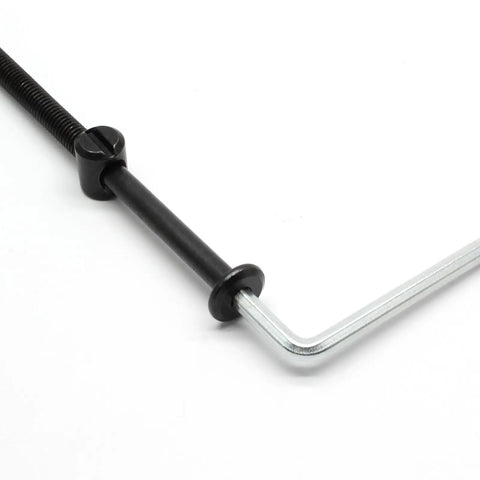 Toughest M6 X 100MM Black Allen Bunk Bed Bolts With Barrel Nuts And Hex Wrench tool, featuring a black handle and silver hexagonal end.