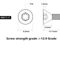 Badass 30 Piece Red Dot Sight Screw Kit featuring T10 screw with 12.9 grade steel, 6.2mm width, perfect for optic mounting.