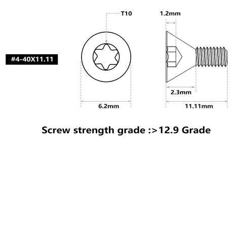 Badass 30 Piece Red Dot Sight Screw Kit featuring T10 screw with 12.9 grade steel, 6.2mm width, perfect for optic mounting.