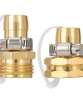 Durable Gold Aluminum Hose Connector Repair Kit Set Mender Fix For 3/4 Inch Garden Hoses Male Female Adapter two gold fittings with clamps