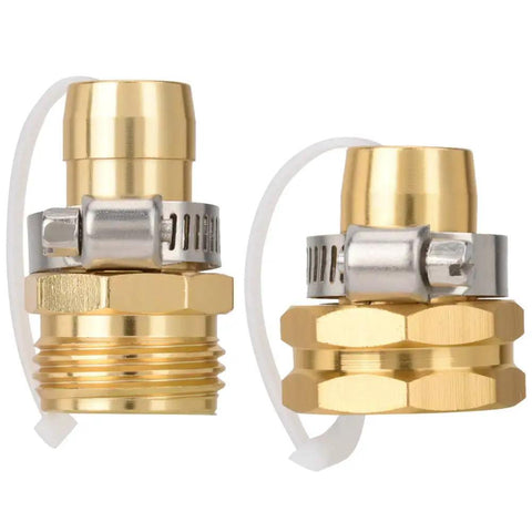 Durable Gold Aluminum Hose Connector Repair Kit Set Mender Fix For 3/4 Inch Garden Hoses Male Female Adapter two gold fittings with clamps
