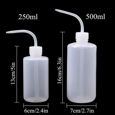 Premium LDPE Squeeze Bottle 500ml 16oz Pack Of 2 Safe Tattoo Wash Bottle With Scale Labels Green Soap Supply On The Go Portable Watering Tool For Medical And Tattoo Use Pro Grade Durable Leak Resistant, 500ml bottle with curved nozzle