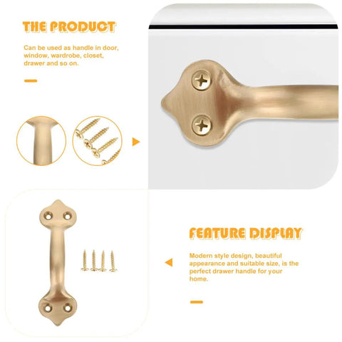 Brass Drawer Handle 125mm Matte Finish Cabinet Pull For Wardrobe Doors And Windows with screws included, gold tone, installed on cabinet