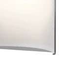 Close-up of 8.25 Inch Integrated LED Wall Sconce with White Acrylic Diffuser in Brushed Nickel Finish, Damp Rated and ADA Compliant.
