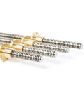 Stainless Steel 12mm Trapezoidal Lead Screw 1000mm With Copper Nut For 3D Printers Includes Stainless Steel Rod And Copper Nut 2mm To 20mm Lead Options Durable Beefy Precision Linear Motion Component For DIY Builds. shown with copper nuts