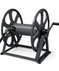 Beefy Heavy-Duty Garden Hose Reel With 200 Ft Capacity, Dual Floor Or Wall Mount, All Metal Hose Organizer, Graphite Finish