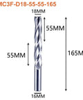 Top-Shelf 18mm 16mm CNC Up Cut End Mill 3 Flute Spiral Carbide Router Bit for Hardwood and Softwood Doors Windows Workhorse Milling Tool Clears Chips like a Dream Heavy Duty Razor Sharp Design with dimensions labeled.