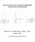 Diagram of Durable Zinc Alloy Cam Lock for Cabinets and Mailboxes With Silver Finish 16mm Diameter Includes 2 Keys