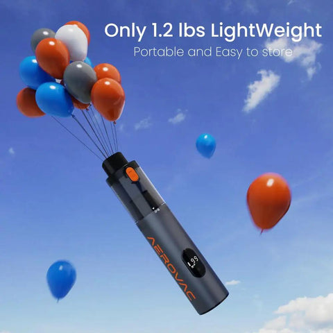 Heavy Duty Cordless Car Vacuum With 16000Pa Kickass Suction And HEPA Filter handheld vacuum floating with colorful balloons.